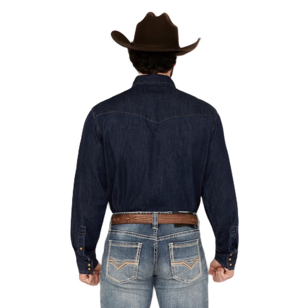 Wrangler Retro Men's Dark Blue Denim Shirt - Western Snap Front - NWOT - Picture 2 of 6